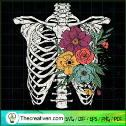 Floral Skeleton SVG, Ribs Floral SVG, Halloween Flower SVG