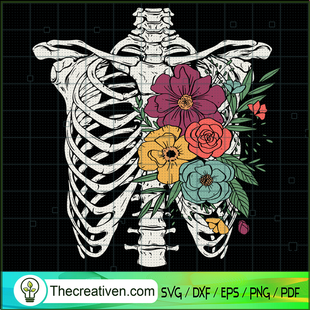 Floral Skeleton SVG, Ribs Floral SVG, Halloween Flower SVG 1 Floral Skeleton SVG, Ribs Floral SVG, Halloween Flower SVG