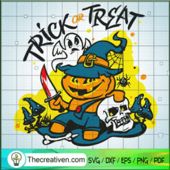 Trick Or Treat Halloween SVG, Horror Pumpkin SVG, Spooky Halloween SVG