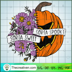 Sorta Sweet Sorta Spooky SVG, Floaral Pumpkin SVG, Sorta Halloween SVG