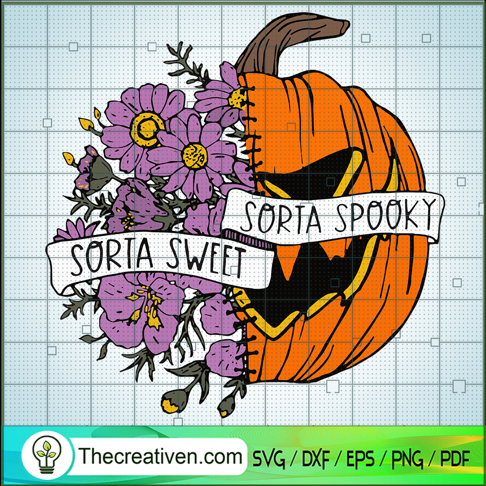 Sorta Sweet Sorta Spooky SVG, Floaral Pumpkin SVG, Sorta Halloween SVG 1 Sorta Sweet Sorta Spooky SVG, Floaral Pumpkin SVG, Sorta Halloween SVG