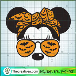 Messy Bun Halloween SVG, Halloween Bandana SVG, Mickey Messy Bun SVG