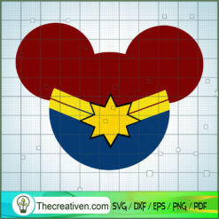 Captain Marvel Mouse Head SVG, Captain Woman SVG, Disney Mouse SVG