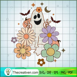 Floral Hi Finger Ghost SVG, Funny Ghost SVG, Funny Halloween SVG