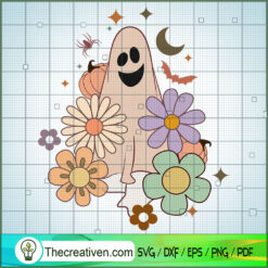 Floral Halloween Ghost SVG, Funny Ghost SVG, Funny Halloween SVG