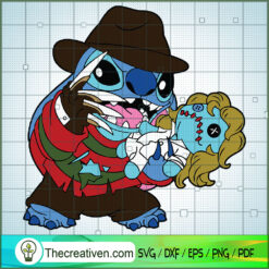 Freddy Krueger x Stitch SVG, Horror Stitch SVG, Stitch Halloween SVG