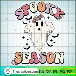 Spooky Season SVG, Floral Ghost SVG, Halloween Spooky SVG