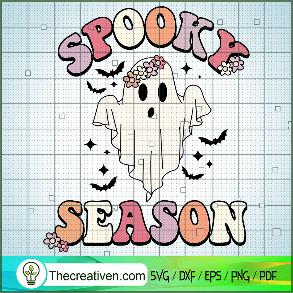 Spooky Season SVG, Floral Ghost SVG, Halloween Spooky SVG 1 Spooky Season SVG, Floral Ghost SVG, Halloween Spooky SVG