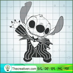 Jack x Stitch SVG, Stitch Jack Skellington SVG, Funny Halloween SVG