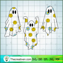Retro Ghost Smiley Face SVG, Funny Ghost SVG, Funny Halloween SVG