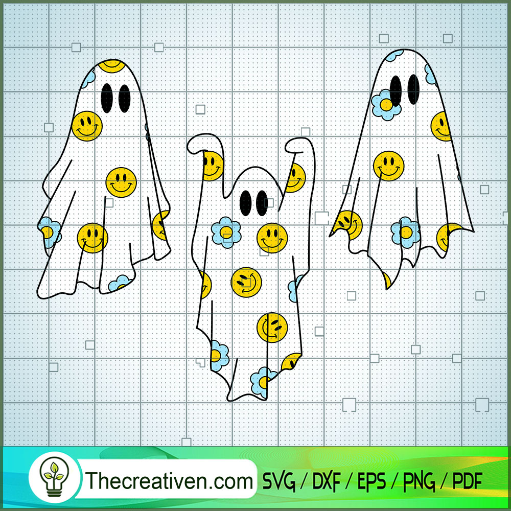 Retro Ghost Smiley Face SVG, Funny Ghost SVG, Funny Halloween SVG 1 Retro Ghost Smiley Face SVG, Funny Ghost SVG, Funny Halloween SVG
