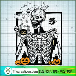 Skeleton Pumpkin Coffee SVG Cut File for Cricut & Silhouette
