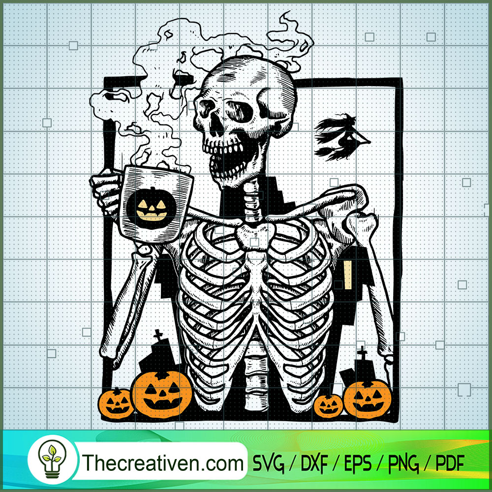 Skeleton Pumpkin Coffee SVG Cut File for Cricut & Silhouette 1 Skeleton Pumpkin Coffee SVG Cut File for Cricut & Silhouette