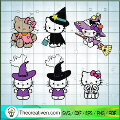 Hello Kitty Halloween Bundle SVG, Scary Kitty SVG, Kitty Cat SVG