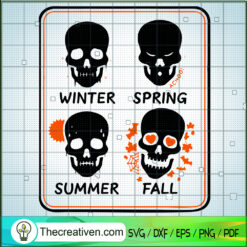 Skull Season SVG, Spring Skull SVG, Winter Skull SVG