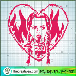Wednesday Addams In Heart SVG Cut File for Cricut & Silhouette