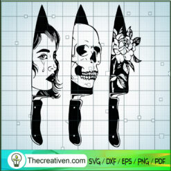 Skull Knife SVG, Knife Floral SVG, Halloween SVG