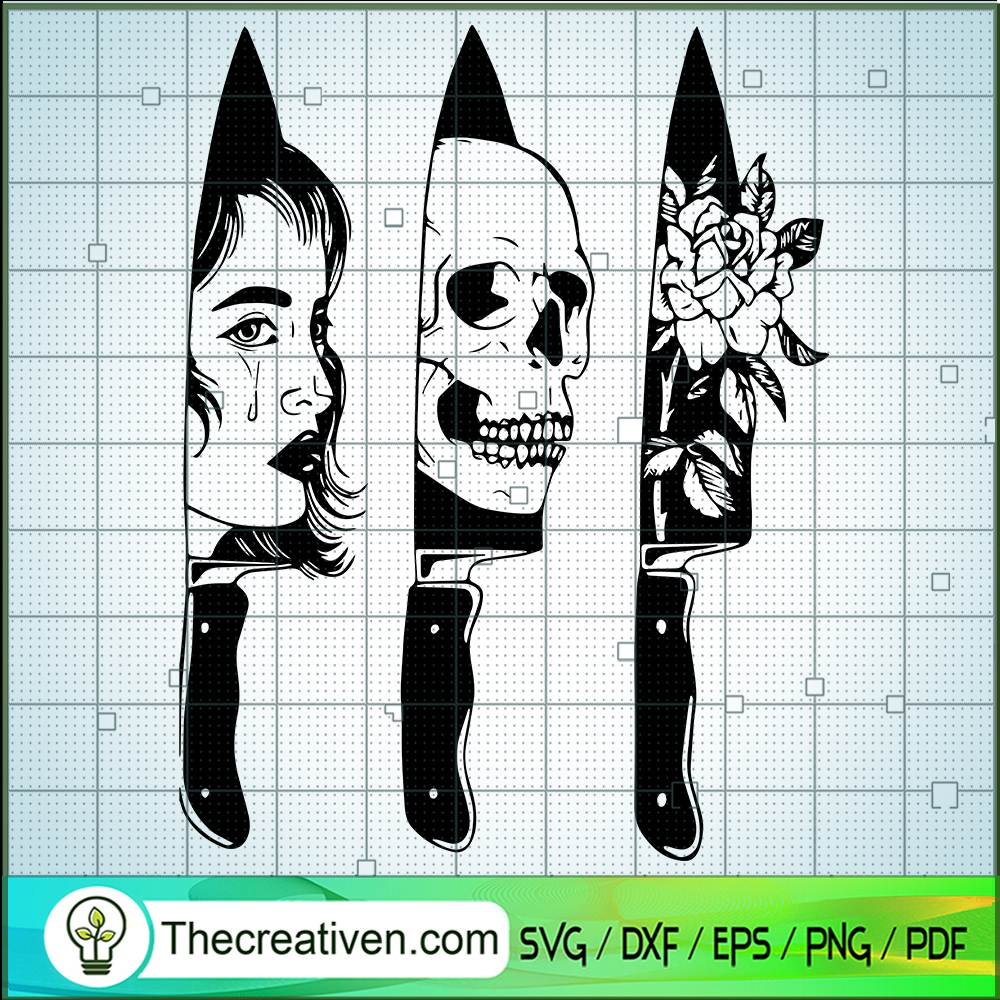 Skull Knife SVG, Knife Floral SVG, Halloween SVG 1 Skull Knife SVG, Knife Floral SVG, Halloween SVG