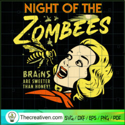 Night Of The Zombees Brains  SVG Cut File for Cricut
