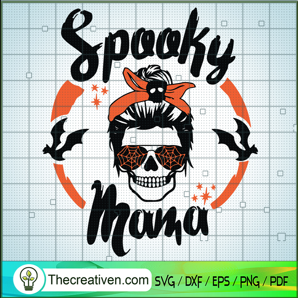 Spooky Mama SVG, Momster SVG, Halloween Messy Bun SVG 1 Spooky Mama SVG, Momster SVG, Halloween Messy Bun SVG