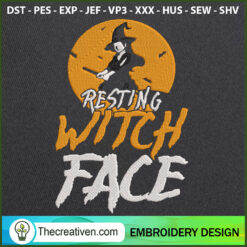 Resting Witch Face Embroider Embroidery Design