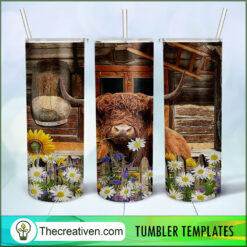 Hippie Girl Cow Full Tumbler Wrap Tumbler Wrap – Digital Download