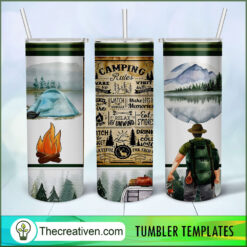 Camping Rules Full Tumbler Wrap Tumbler Wrap – Digital Download