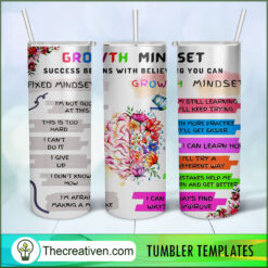 Growth Mindset Full Tumbler Wrap Tumbler Wrap – Digital Download