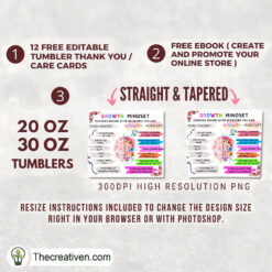 Alternative view of Growth Mindset Full Tumbler Wrap Tumbler Wrap – Digital Download