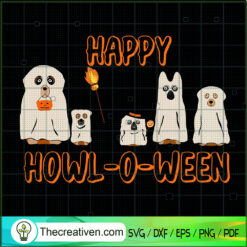 Happy Howl-O-Ween SVG, Dog Ghost SVG, Cute Halloween SVG