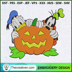 Donald Duck Goofy And Pumpki Embroidery Design