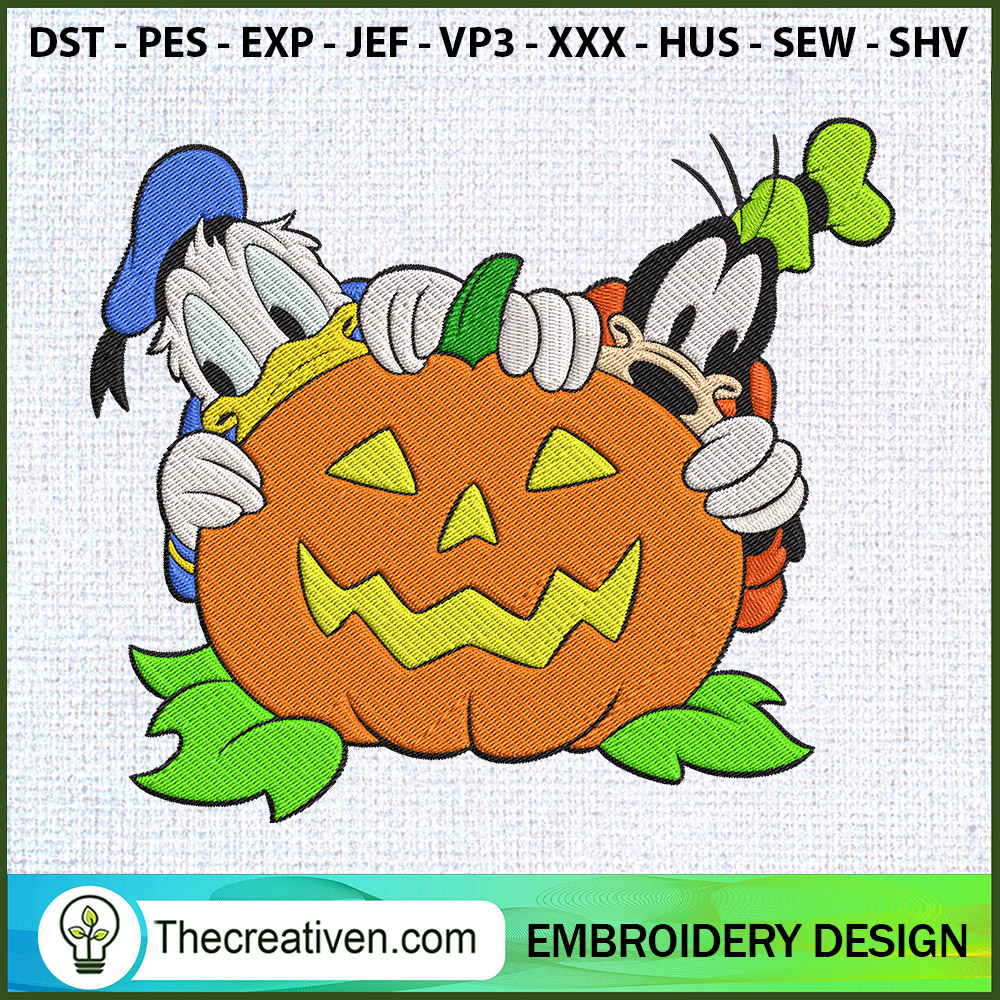 Donald Duck Goofy And Pumpki Embroidery Design 1 Donald Duck Goofy And Pumpki Embroidery Design