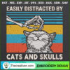 Easily Distracted By Cats An Embroidery Design 3 Easily Distracted By Cats And Skulls Embroidery Design Halloween Embroidery Design Cat Embroidery Design Skull Embroidery Design aryfqu copy