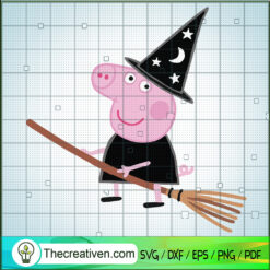 Peppa Pig Halloween SVG, Cute Peppa Witch SVG, Peppa Pig SVG
