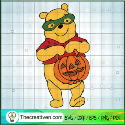 Winnie Pooh With Pumpkin SVG Cut File for Cricut & Silhouette
