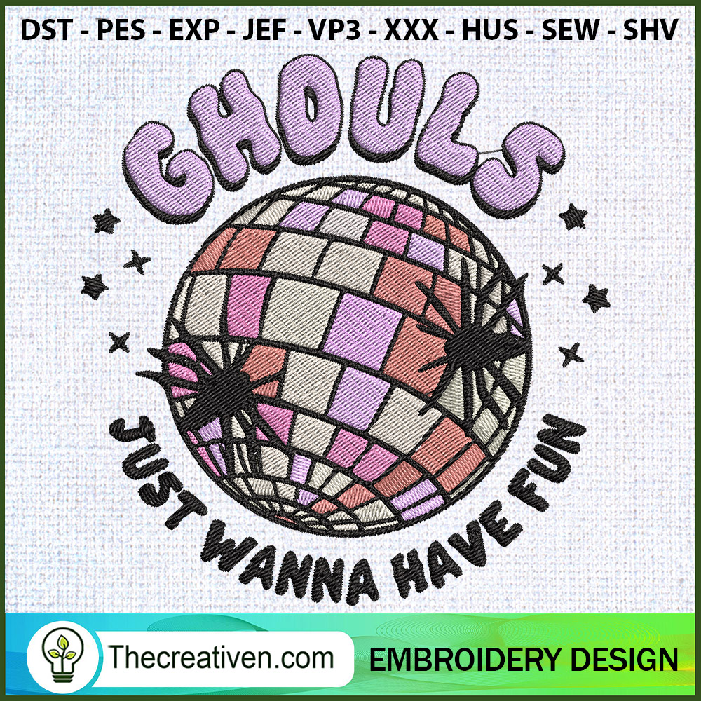 Ghouls Just Wanna Have Fun E Embroidery Design 1 Ghouls Just Wanna Have Fun E Embroidery Design