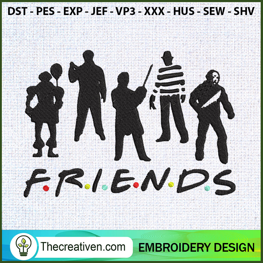 Friends Horro Killer Hallowe Embroidery Design 1 Friends Horro Killer Hallowe Embroidery Design