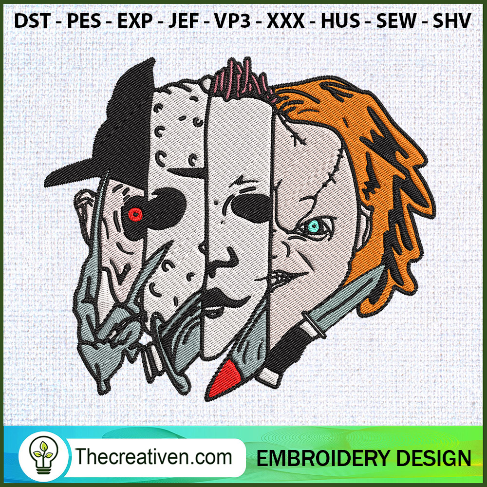 Horror Friends Halloween Emb Embroidery Design 1 Horror Friends Halloween Emb Embroidery Design