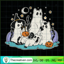 Funny Cat Ghost Halloween SVG, Spooky Cat SVG, Cat Lover SVG