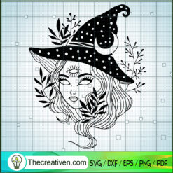 Floral Witch SVG, Moon Witch SVG, Mystic SVG