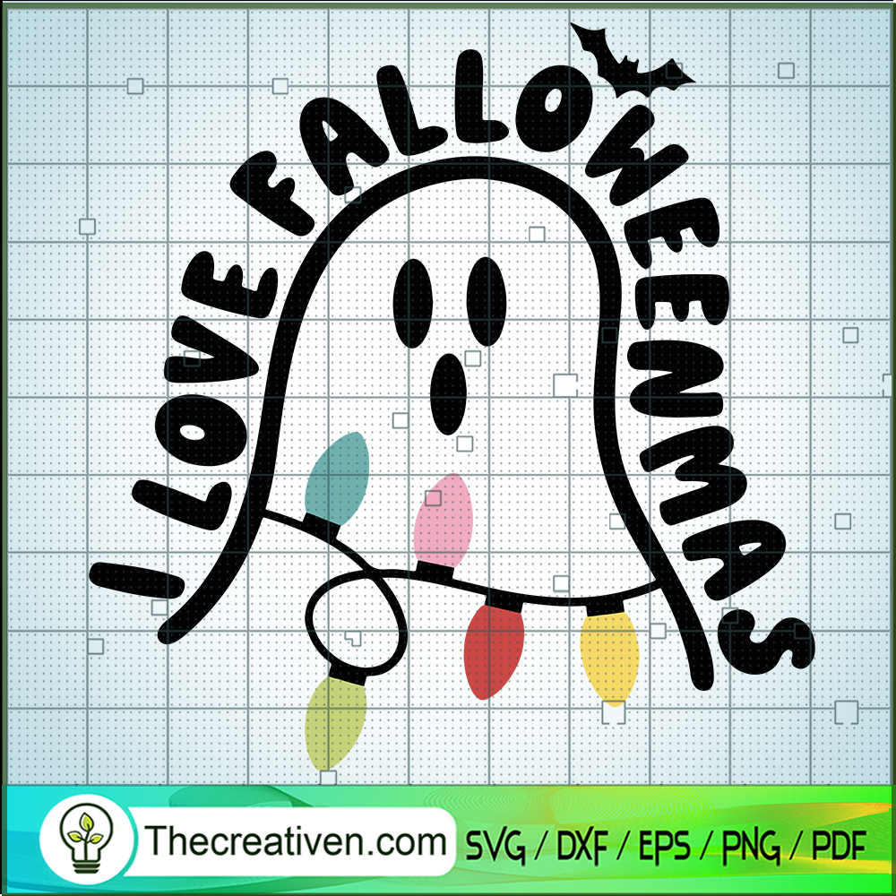 I Love Falloweenmas SVG, Ghost Christmas SVG, Happy Falloweenmas SVG 1 I Love Falloweenmas SVG, Ghost Christmas SVG, Happy Falloweenmas SVG
