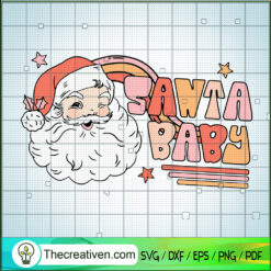 Retro Santa Baby SVG, Vintage Christmas SVG, Santa Christmas SVG