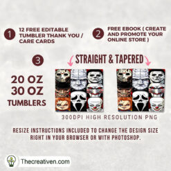 Alternative view of Horror Face Full Tumbler Wrap Tumbler Wrap – Digital Download