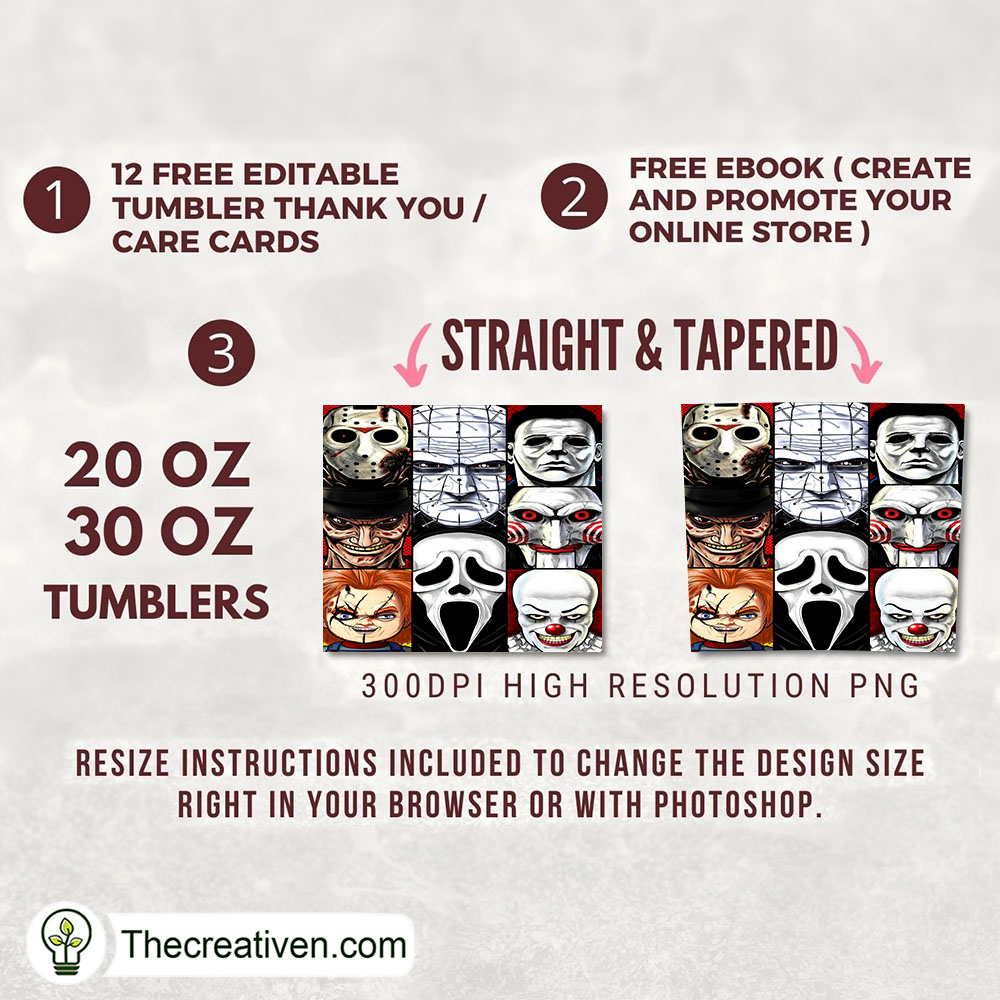 Horror Face Full Tumbler Wrap Tumbler Wrap – Digital Download 2 Horror Face Full Tumbler Wrap Tumbler Wrap – Digital Download - Image 2