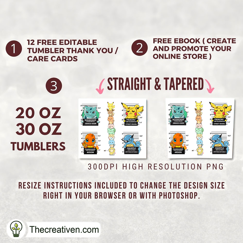 Pokemon Mugshot Full Tumbler Wrap Tumbler Wrap – Digital Download 2 Pokemon Mugshot Full Tumbler Wrap Tumbler Wrap – Digital Download - Image 2