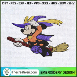 Mickey Mouse Witch Fly Broom Embroidery Design