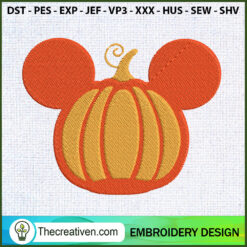 Mickey Pumpkin Head Embroide Embroidery Design
