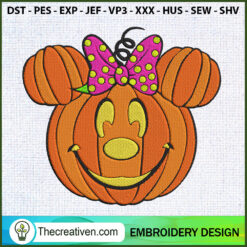 Minnie Mouse Head Pumpkin Em Embroidery Design