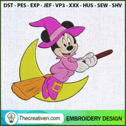 Minnie Mouse Witch Fly With  Embroidery Design Design 121180