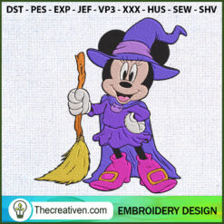 Minnie Mouse Witch Fly With  Embroidery Design Design 121181